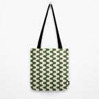 Retro Mid Century Modern Waves in Forest Green and Creamy White Tote Bag Gallery Image 2
