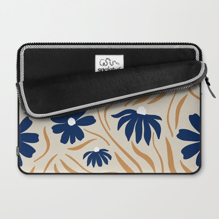 Harper Floral Print, Navy, Mustard and Beige Laptop Sleeve Gallery Image 2