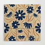 Harper Floral Print, Navy, Mustard and Beige Wood Wall Art Gallery Image 1
