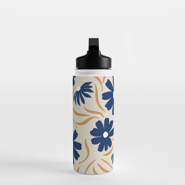 Harper Floral Print, Navy, Mustard and Beige Water Bottle Gallery Image 3