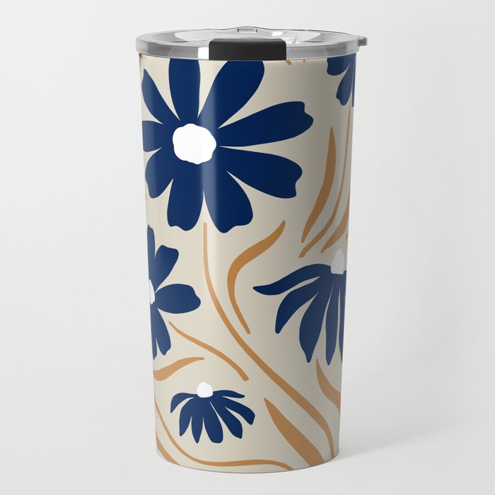 Harper Floral Print, Navy, Mustard and Beige Travel Mug Gallery Image 1
