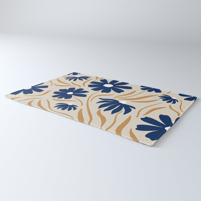 Harper Floral Print, Navy, Mustard and Beige Rug Gallery Image 3