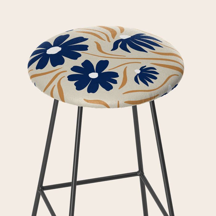 Harper Floral Print, Navy, Mustard and Beige Stool Gallery Image 2
