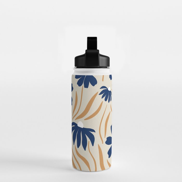 Harper Floral Print, Navy, Mustard and Beige Water Bottle Gallery Image 2