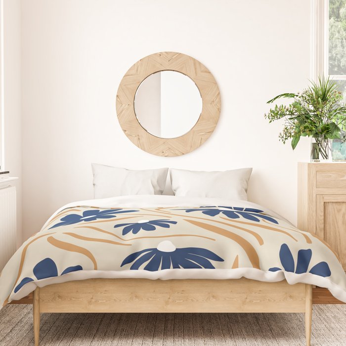 Harper Floral Print, Navy, Mustard and Beige Duvet Cover Gallery Image 3