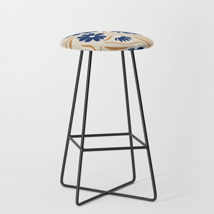 Harper Floral Print, Navy, Mustard and Beige Stool Gallery Image 1