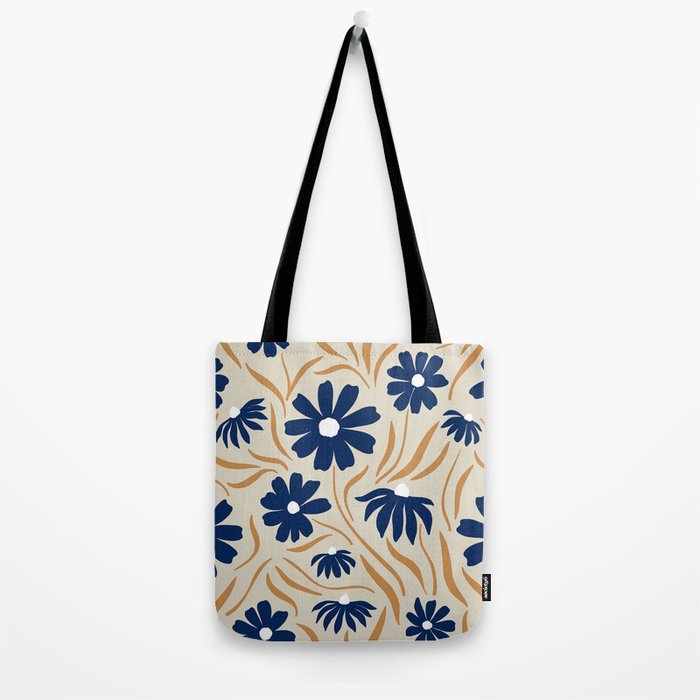 Harper Floral Print, Navy, Mustard and Beige Tote Bag Gallery Image 2