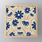 Harper Floral Print, Navy, Mustard and Beige Mini Art Print Gallery Image 1