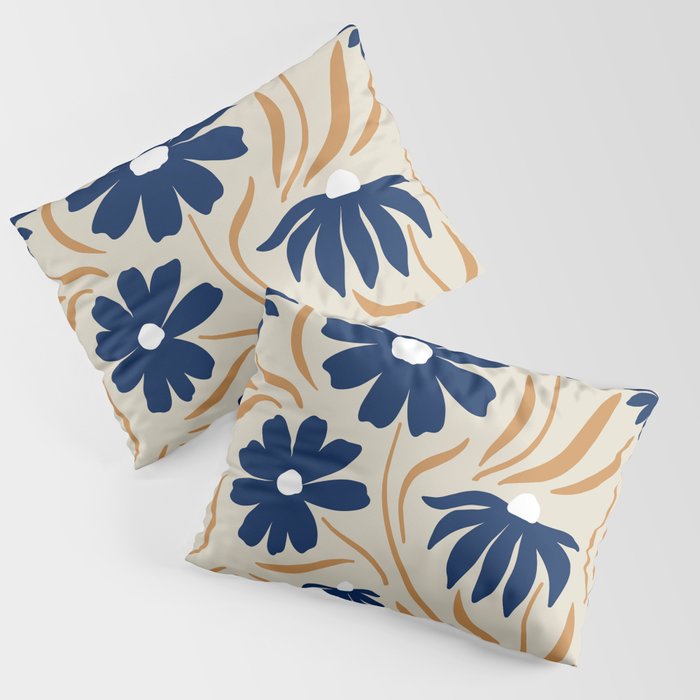 Harper Floral Print, Navy, Mustard and Beige Pillow Sham Gallery Image 3