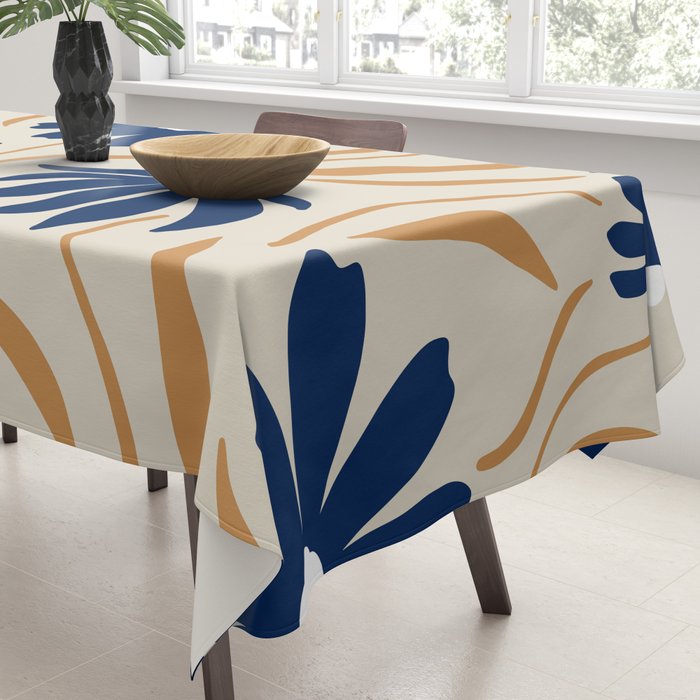 Harper Floral Print, Navy, Mustard and Beige Tablecloth Gallery Image 3
