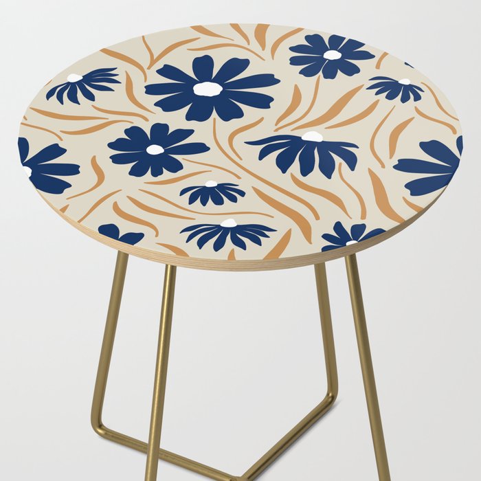 Harper Floral Print, Navy, Mustard and Beige Side Table Gallery Image 2