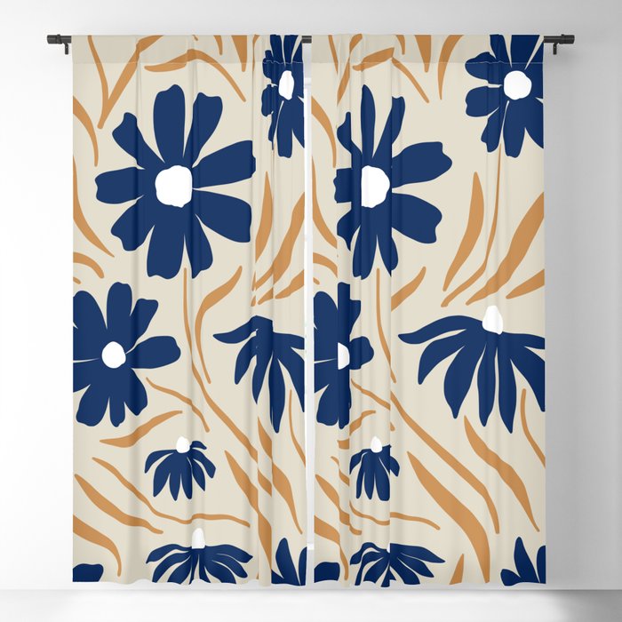 Harper Floral Print, Navy, Mustard and Beige Window Curtain Gallery Image 5