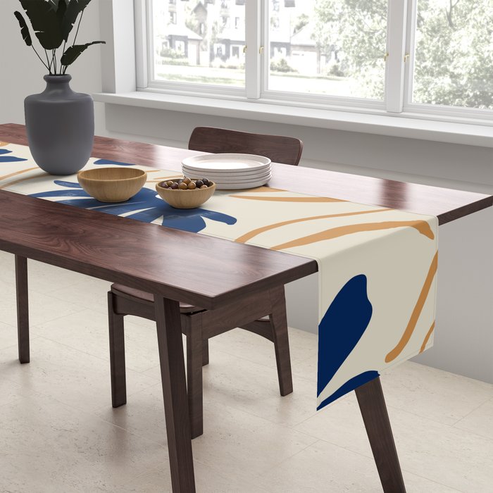 Harper Floral Print, Navy, Mustard and Beige Table Runner Gallery Image 2