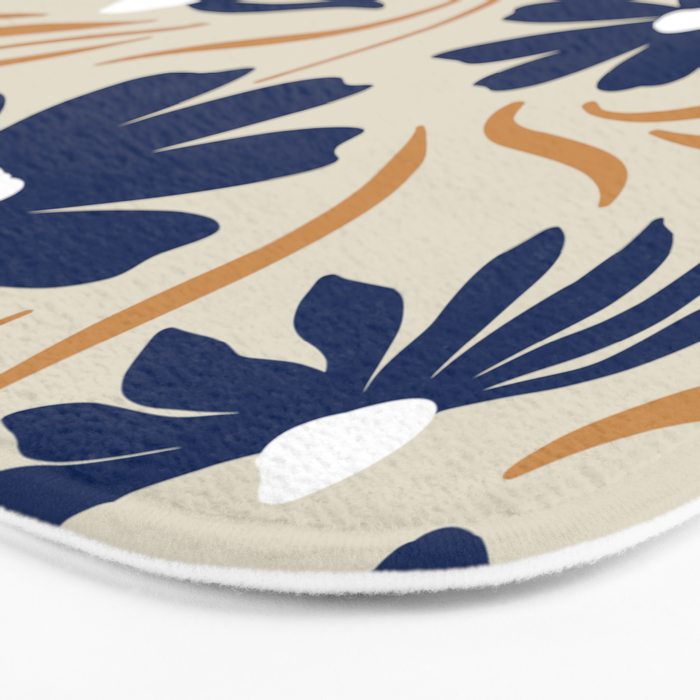 Harper Floral Print, Navy, Mustard and Beige Bath Mat Gallery Image 3