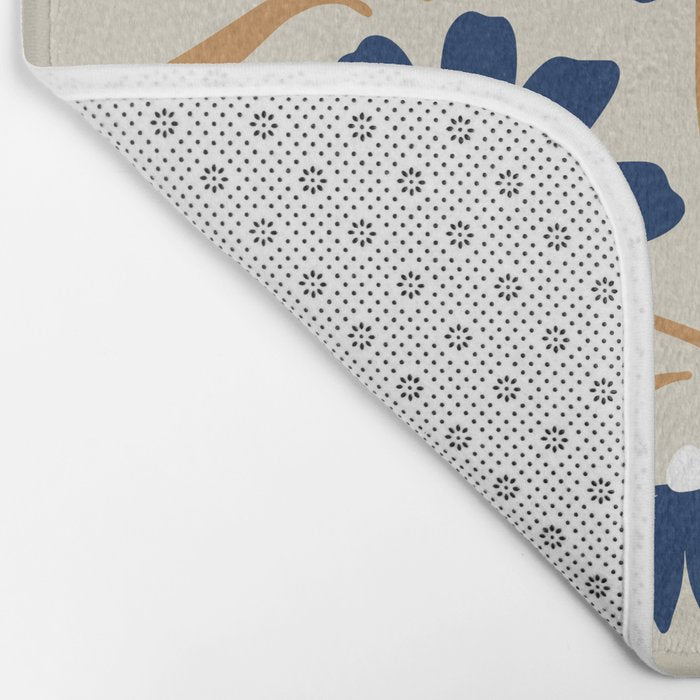 Harper Floral Print, Navy, Mustard and Beige Bath Mat Gallery Image 2