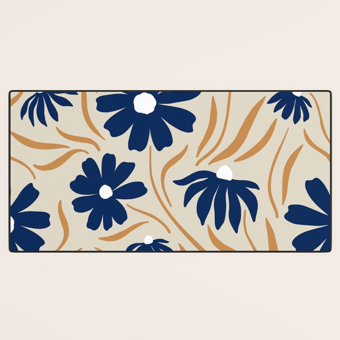 Harper Floral Print, Navy, Mustard and Beige Desk Mat Gallery Image 3