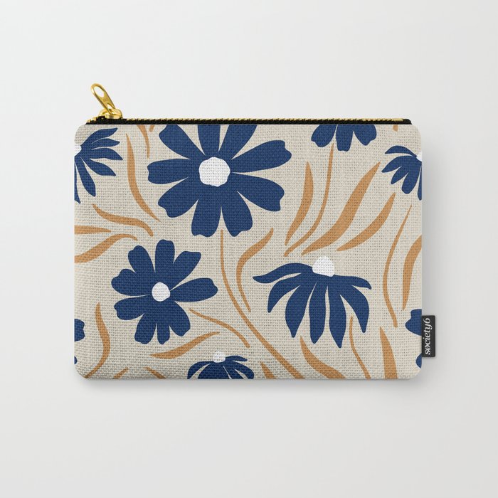 Harper Floral Print, Navy, Mustard and Beige Carry All Pouch Gallery Image 1