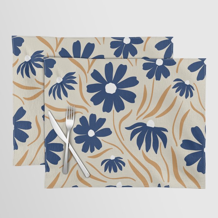 Harper Floral Print, Navy, Mustard and Beige Placemat Gallery Image 1