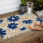 Harper Floral Print, Navy, Mustard and Beige Outdoor Rug Gallery Image 2
