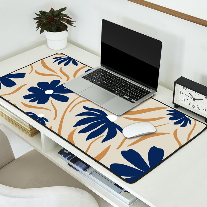 Harper Floral Print, Navy, Mustard and Beige Desk Mat Gallery Image 2