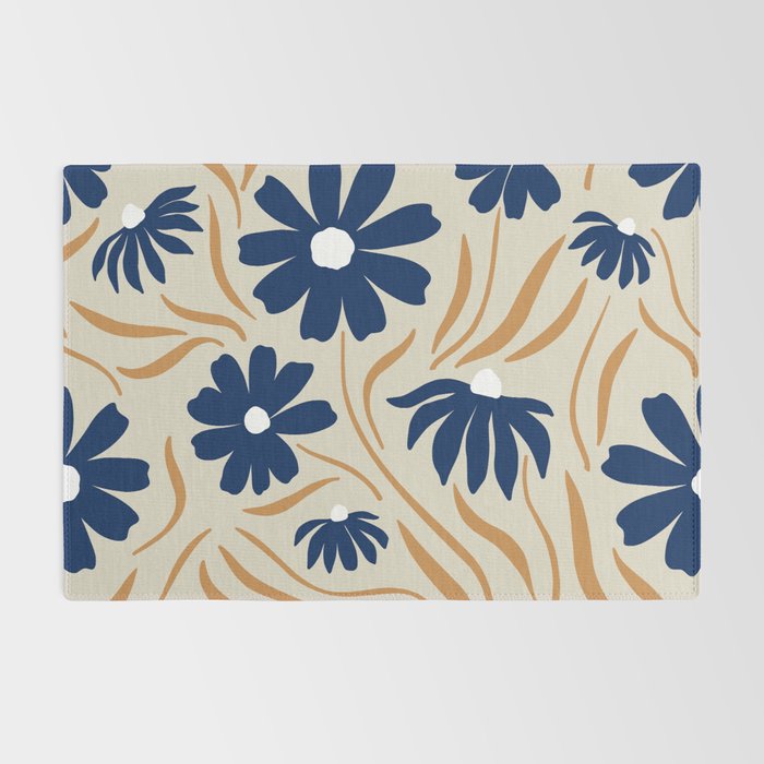 Harper Floral Print, Navy, Mustard and Beige Rug Gallery Image 2