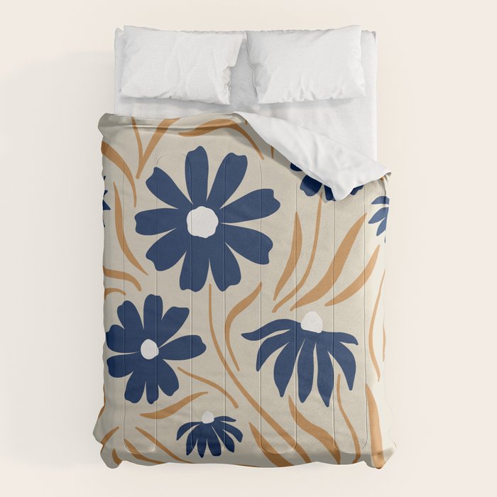 Harper Floral Print, Navy, Mustard and Beige Comforter Gallery Image 6