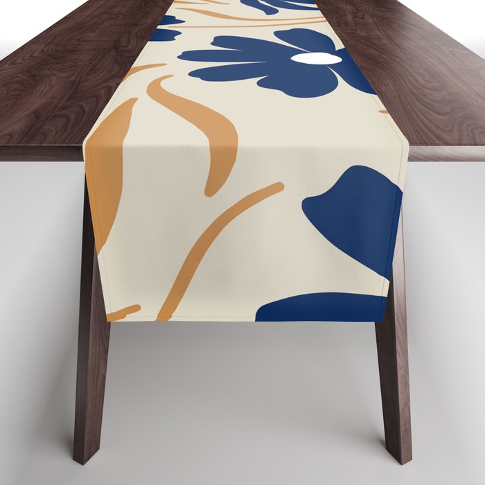 Harper Floral Print, Navy, Mustard and Beige Table Runner Gallery Image 1
