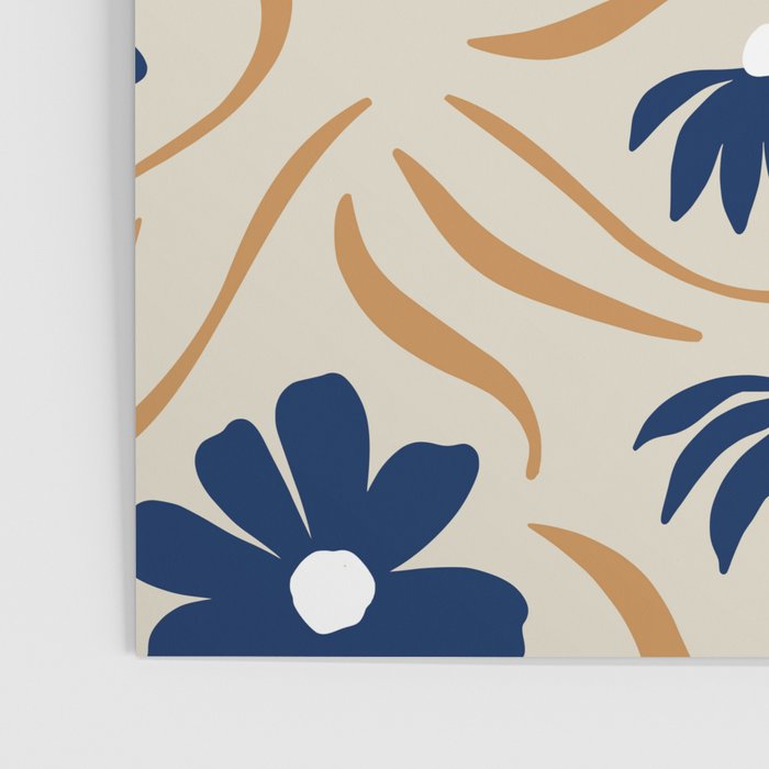 Harper Floral Print, Navy, Mustard and Beige Poster Gallery Image 3