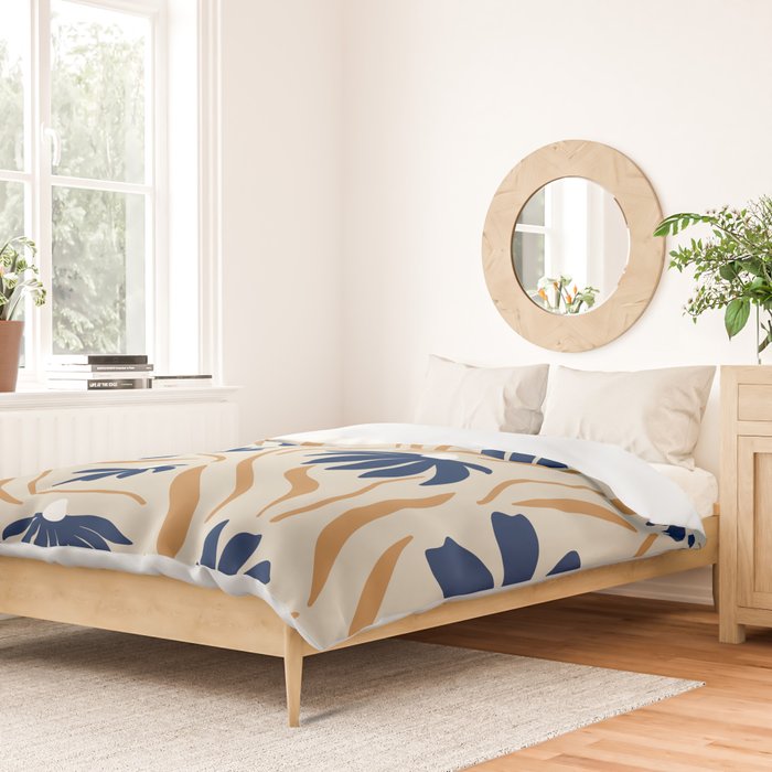 Harper Floral Print, Navy, Mustard and Beige Duvet Cover Gallery Image 2