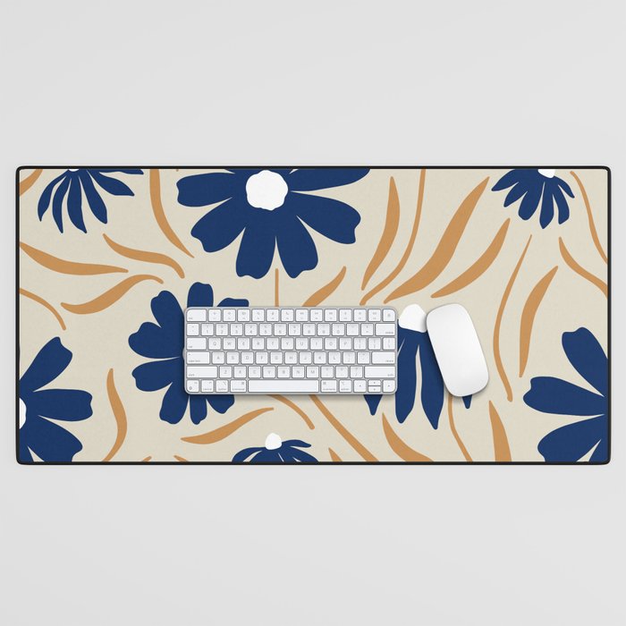 Harper Floral Print, Navy, Mustard and Beige Desk Mat Gallery Image 1