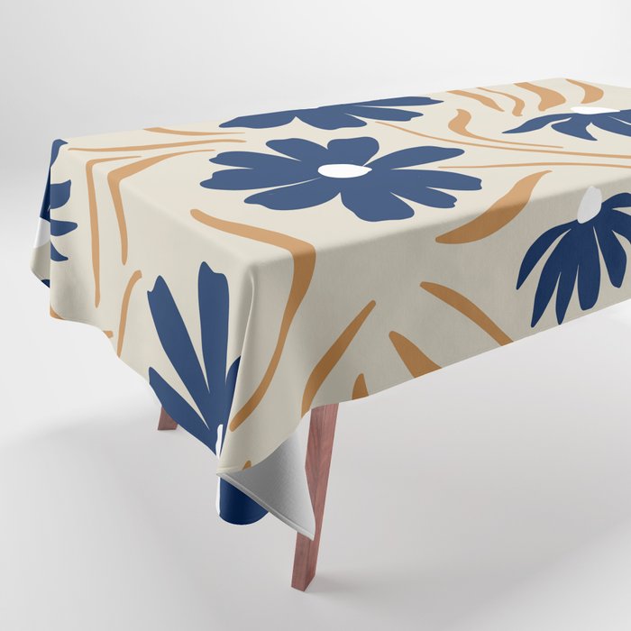 Harper Floral Print, Navy, Mustard and Beige Tablecloth Gallery Image 1