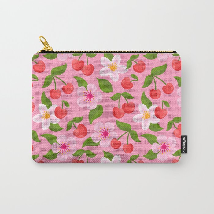 Cherry Pattern on Pink Carry All Pouch Gallery Image 1