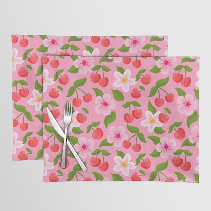 Cherry Pattern on Pink Placemat Gallery Image 1