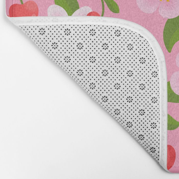 Cherry Pattern on Pink Bath Mat Gallery Image 2