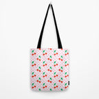 Cute pink cherry fruit checkered pattern Tote Bag Gallery Image 2