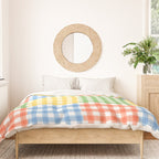 Colorful square gingham grid patchwork print Duvet Cover Gallery Image 3