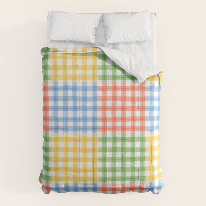 Colorful square gingham grid patchwork print Comforter Gallery Image 6