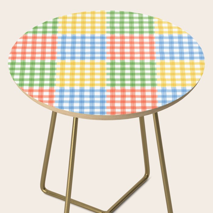 Colorful square gingham grid patchwork print Side Table Gallery Image 2
