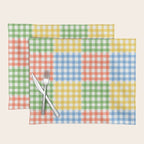 Colorful square gingham grid patchwork print Placemat Gallery Image 1