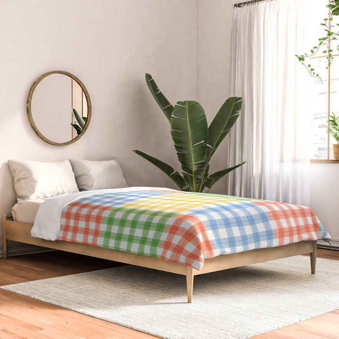 Colorful square gingham grid patchwork print Comforter Gallery Image 2