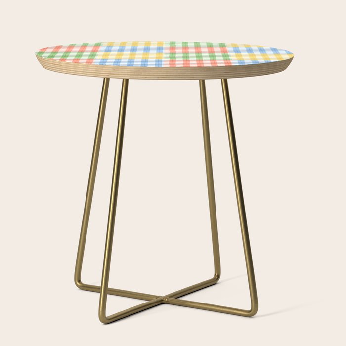 Colorful square gingham grid patchwork print Side Table Gallery Image 1