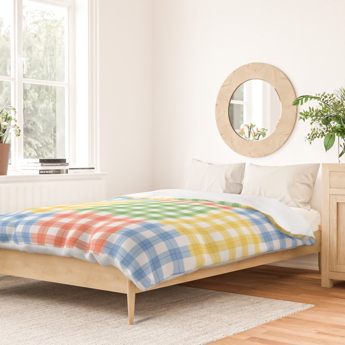 Colorful square gingham grid patchwork print Duvet Cover Gallery Image 2