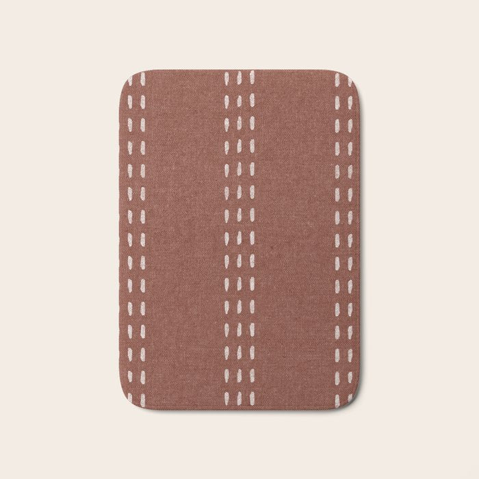 boho vertical stitch - rust Bath Mat Gallery Image 1