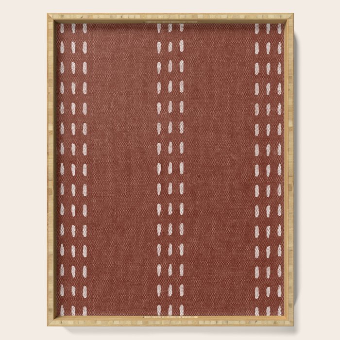 boho vertical stitch - rust Serving Tray Gallery Image 1