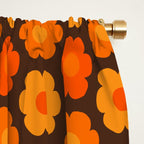 Such Cute Flowers Retro Floral Pattern in 70s Orange and Brown  Window Curtain Gallery Image 2