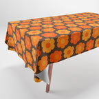 Such Cute Flowers Retro Floral Pattern in 70s Orange and Brown  Tablecloth Gallery Image 1