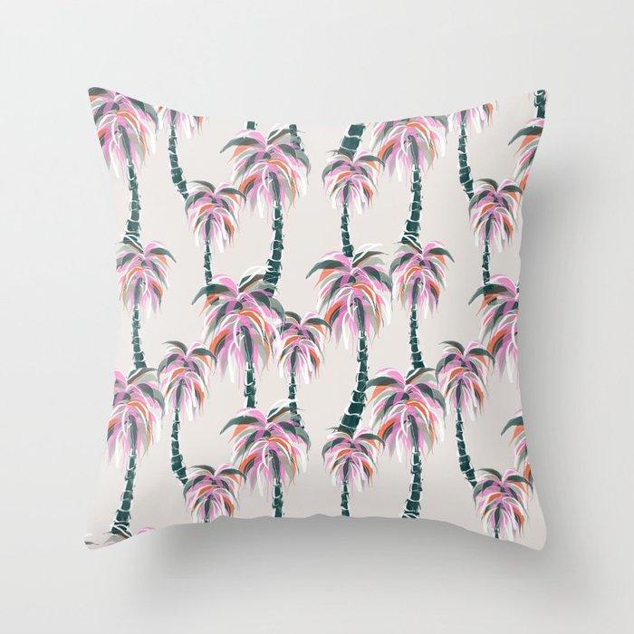 Boho Retro Palms Throw Pillow Gallery Image 1