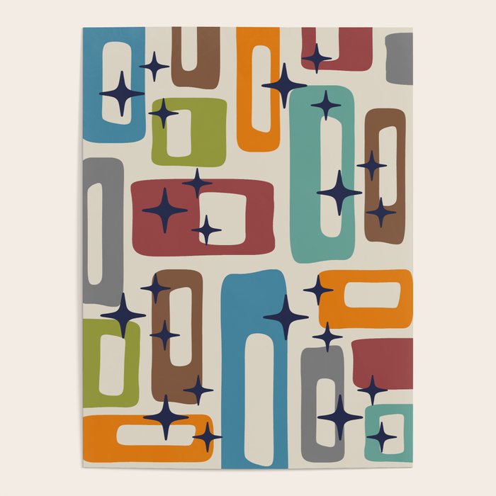 Retro Mid Century Modern Abstract Pattern 224 Atomic Googie Poster Gallery Image 1