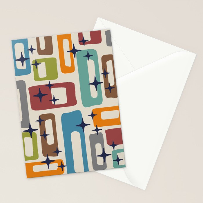 Retro Mid Century Modern Abstract Pattern 224 Atomic Googie Stationery Card Gallery Image 2