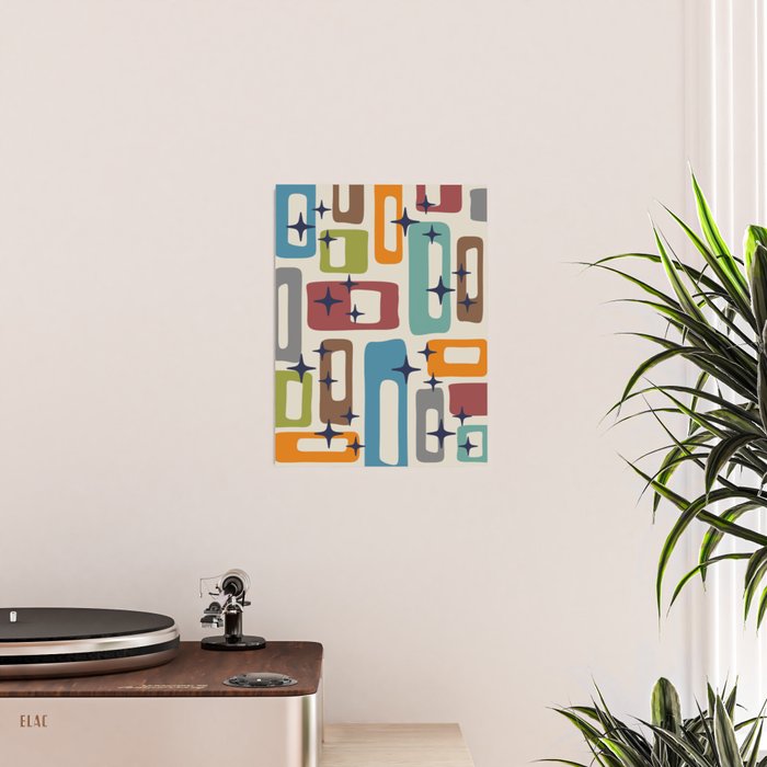 Retro Mid Century Modern Abstract Pattern 224 Atomic Googie Poster Gallery Image 2